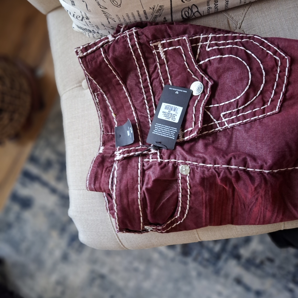 True Religion Men's Corduroy Pants in Burgundy